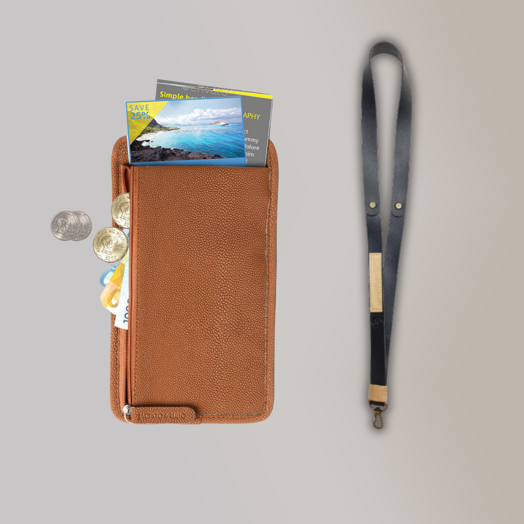 Lakbay Travel Essentials Kit - Cacao Colored Lakbay and Coal Black Colored Lanyard