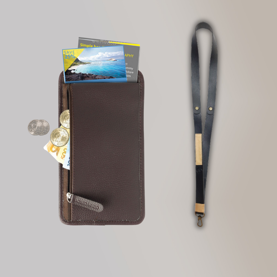 Lakbay Travel Essentials Kit - Dark brown Colored Lakbay and Coal Black Colored Lanyard