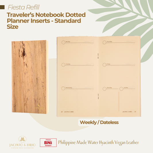 Traveler’s Notebook Weekly Planner Inserts - Standard Size, Planner Refill, Jacinto & Lirio, Jacinto & Lirio. - Jacinto & Lirio