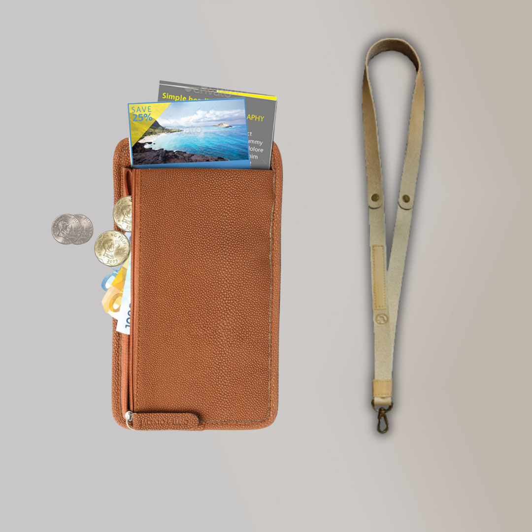 Lakbay Travel Essentials Kit - Cacao Colored Lakbay and Gold Colored Lanyard