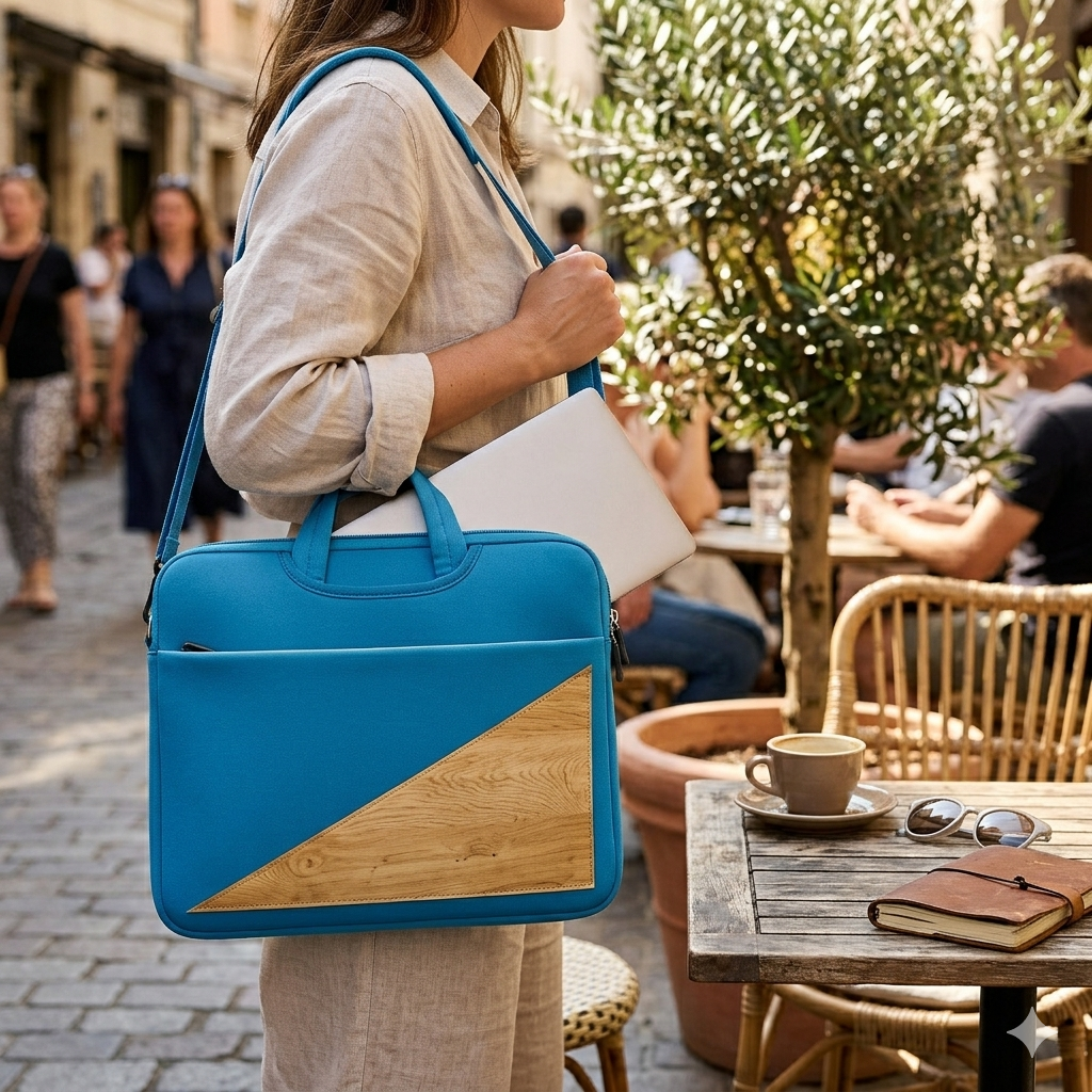 Vegan Leather Neoprene Laptop Bag, Neoprene Laptop Bag, Ecoingenuity Inc., Jacinto & Lirio. - Jacinto & Lirio