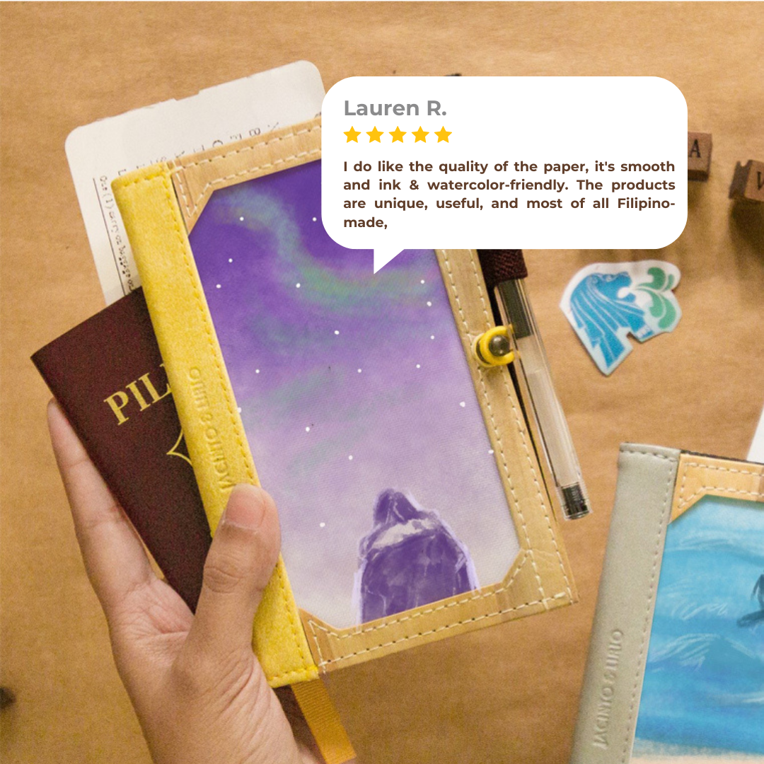 Customer review highlighting the excellent paper quality of the Pinto Mini Personalizable Passport Holder, perfect for watercoloring.
