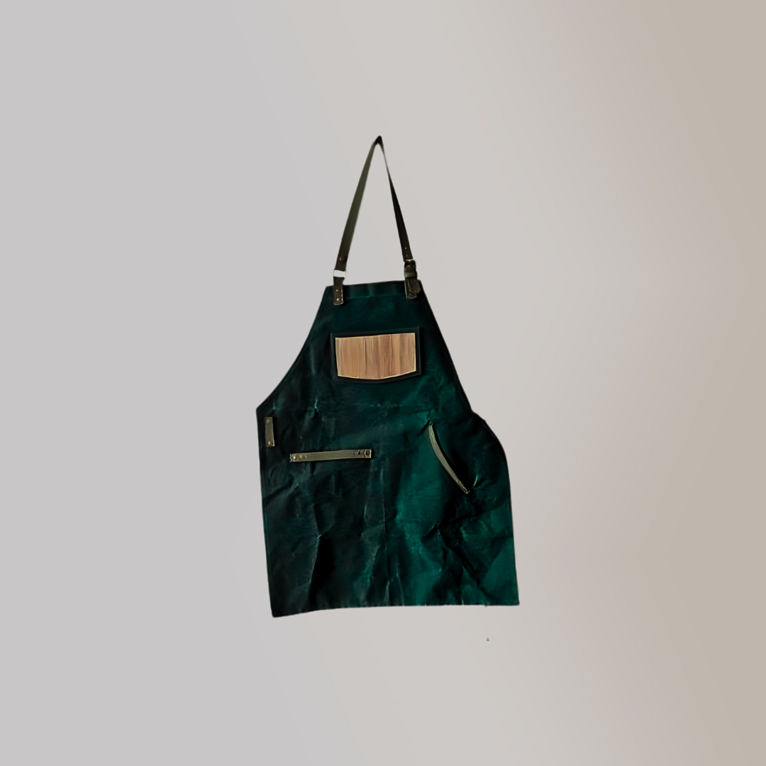 Water Resistant Waxed Canvas Vegan Leather Family Matching Apron with Adjustable Neck Strap, Chest Pockets and Pen Holder for Adult and Child