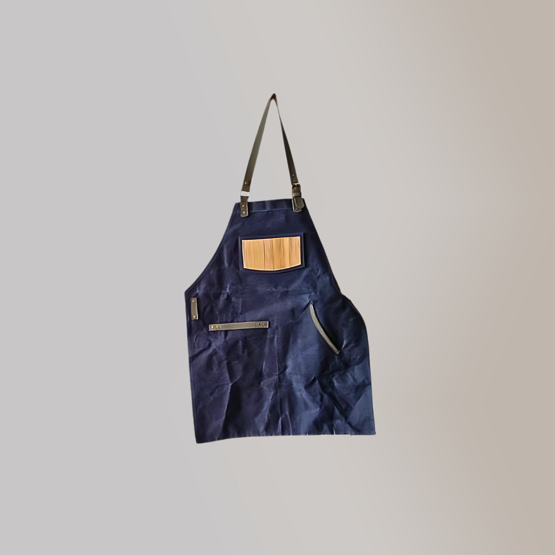 Water Resistant Waxed Canvas Vegan Leather Family Matching Apron with Adjustable Neck Strap, Chest Pockets and Pen Holder for Adult and Child