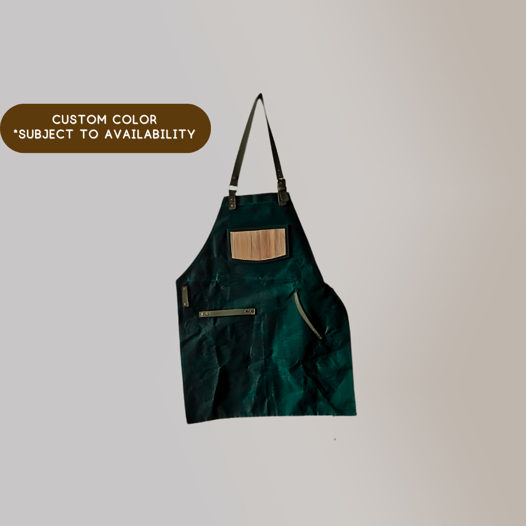 Water Resistant Waxed Canvas Vegan Leather Family Matching Apron with Adjustable Neck Strap, Chest Pockets and Pen Holder for Adult and Child