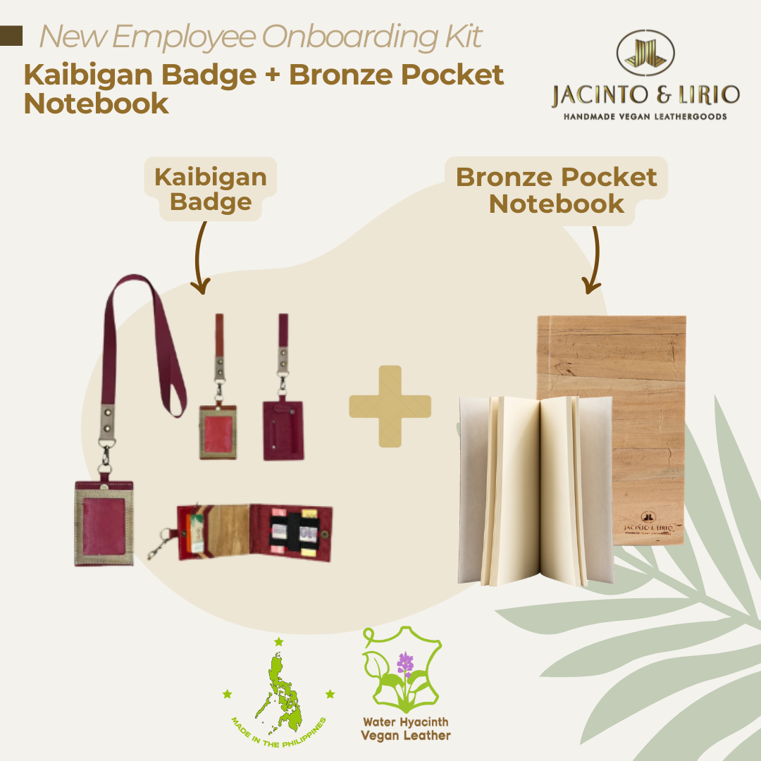 A product bundle of a maroon ID lanyard and a pocket notebook.