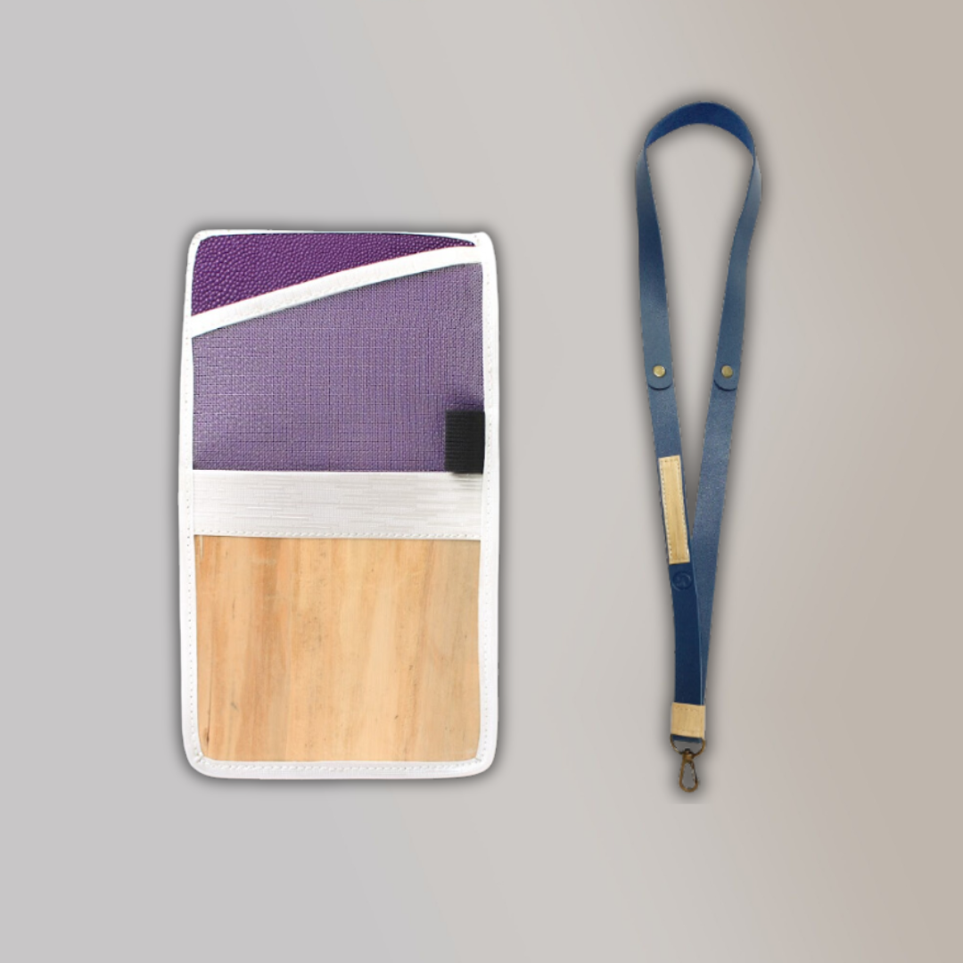 Lakbay Travel Essentials Kit - Silver Violet Colored Lakbay and Navy Colored Lanyard