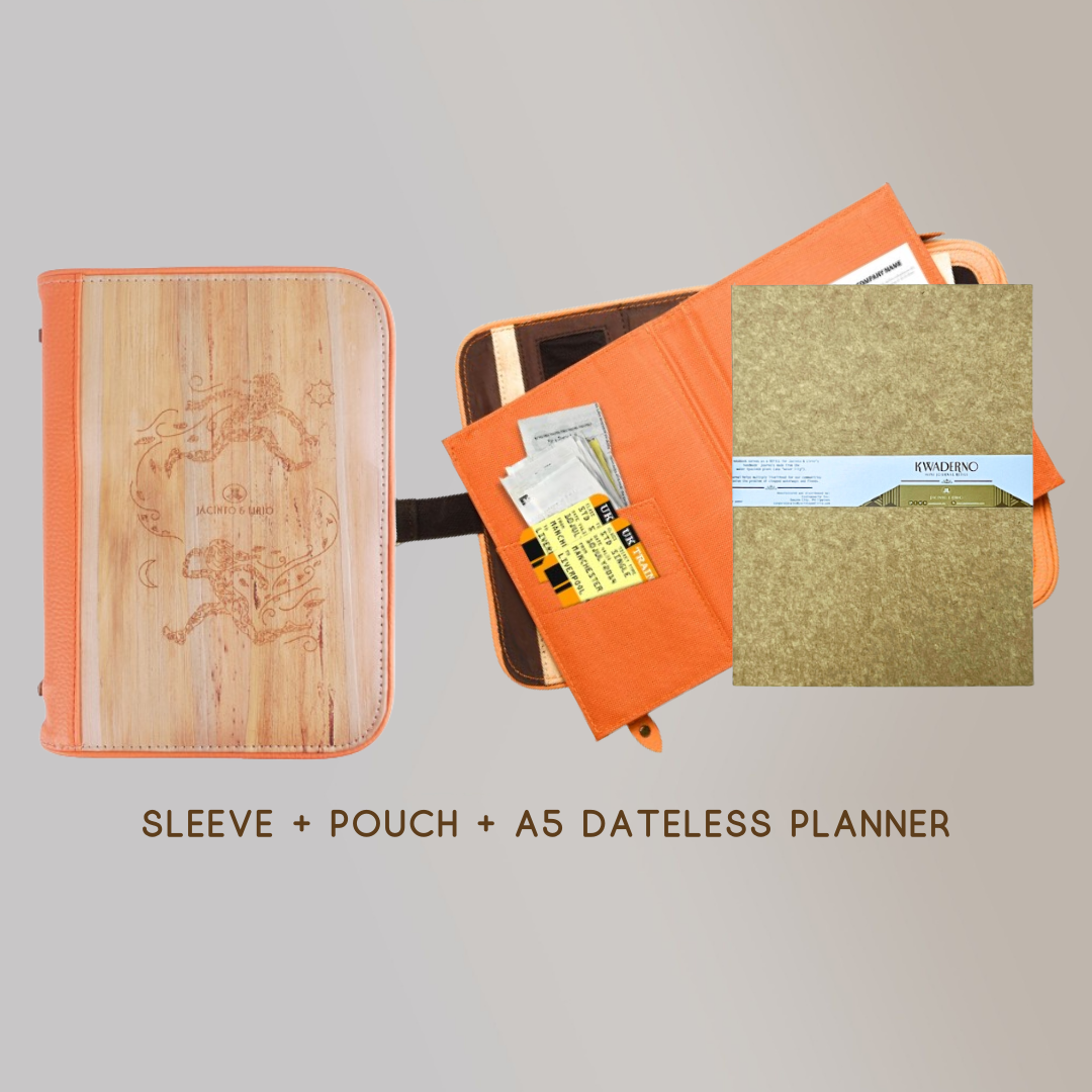 The Laro A5 traveller's planner comes with an orange detachable notebook sleeve that doubles as a pouch with its built-in compartments, and also has refillable A5 pages inside that can also be removed.