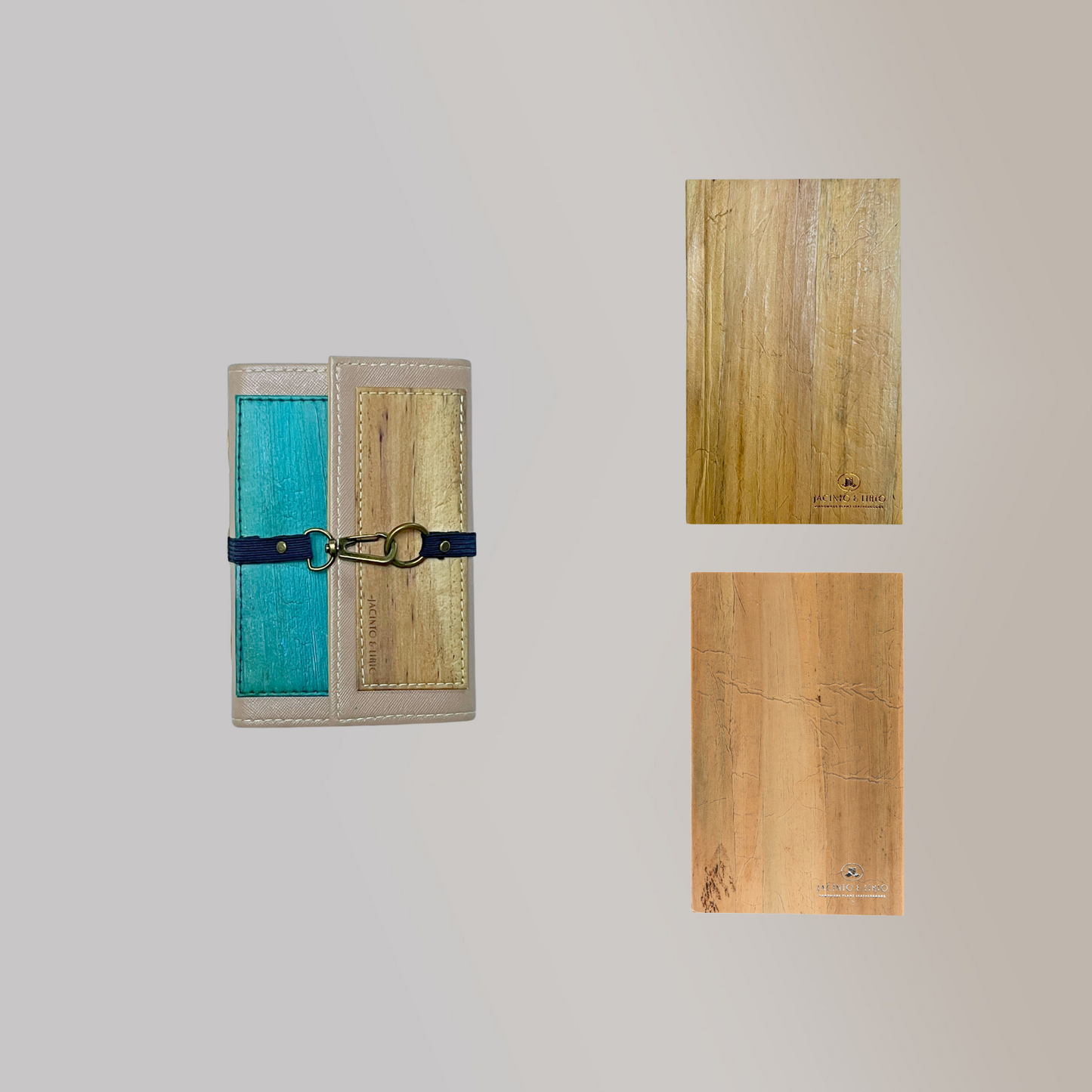 Artisan II Mini Dual Cover Passport Holder and Refillable Journal + Silver & Bronze Refill Bundle - Jacinto & Lirio