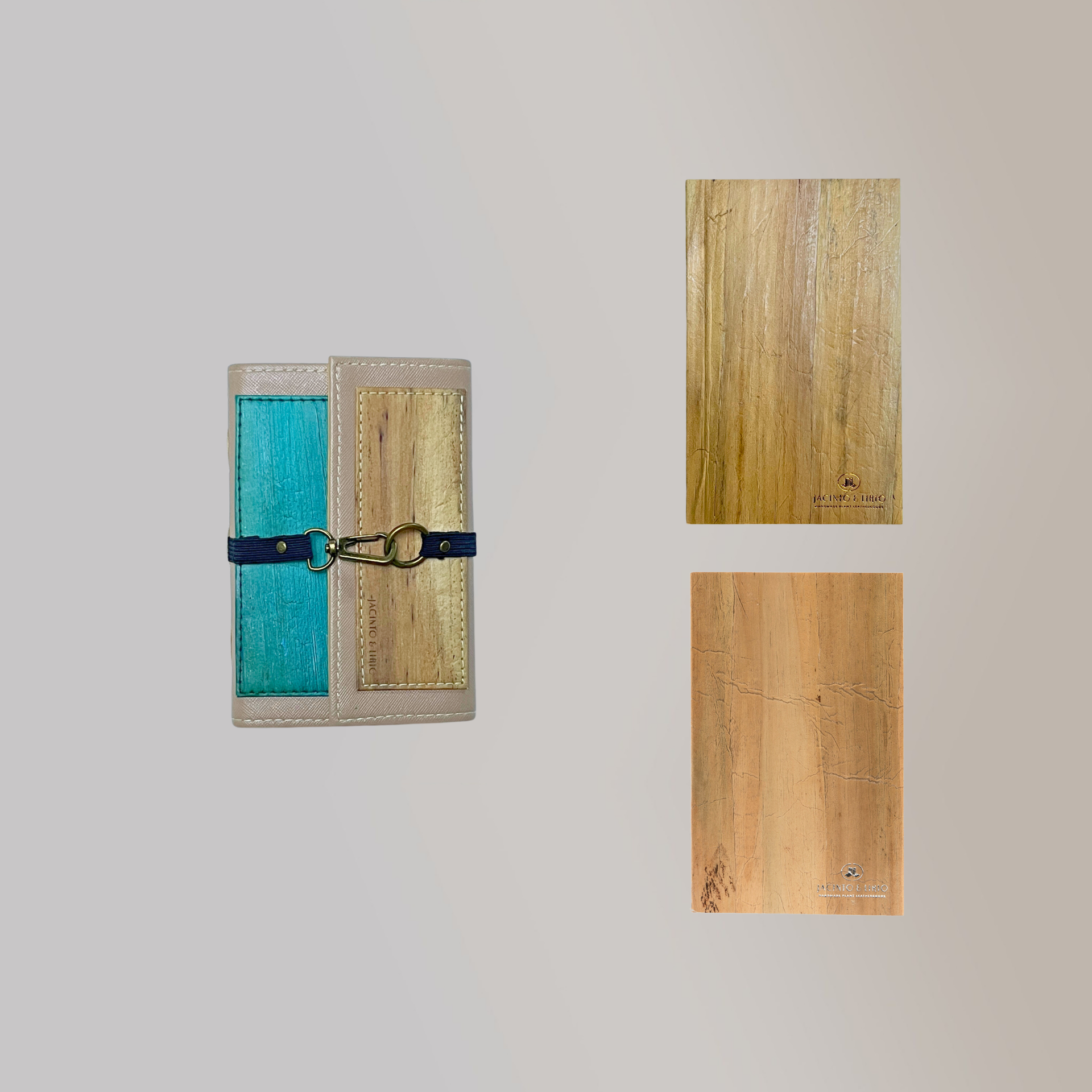 Artisan II Mini Dual Cover Passport Holder and Refillable Journal + Silver & Bronze Refill Bundle - Jacinto & Lirio