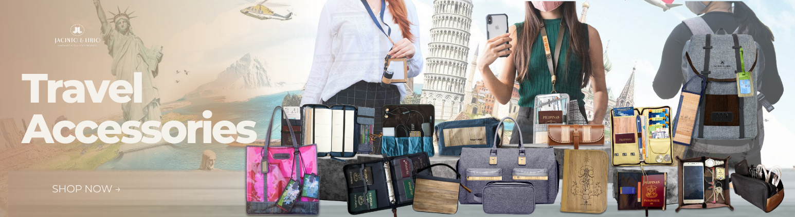 A dozen different multi-use vegan leather products that can be used for travel.