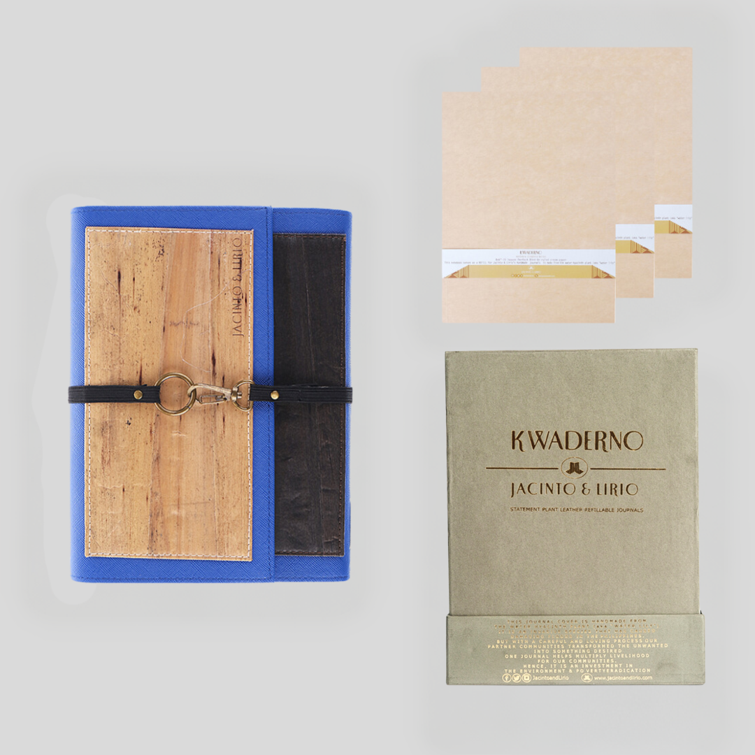 Artisan II Medium Dual Cover Refillable Vegan Leather Journal with Gift Box Packaging + 3 Medium Refills Blank Notebook Journal Inserts - Jacinto & Lirio