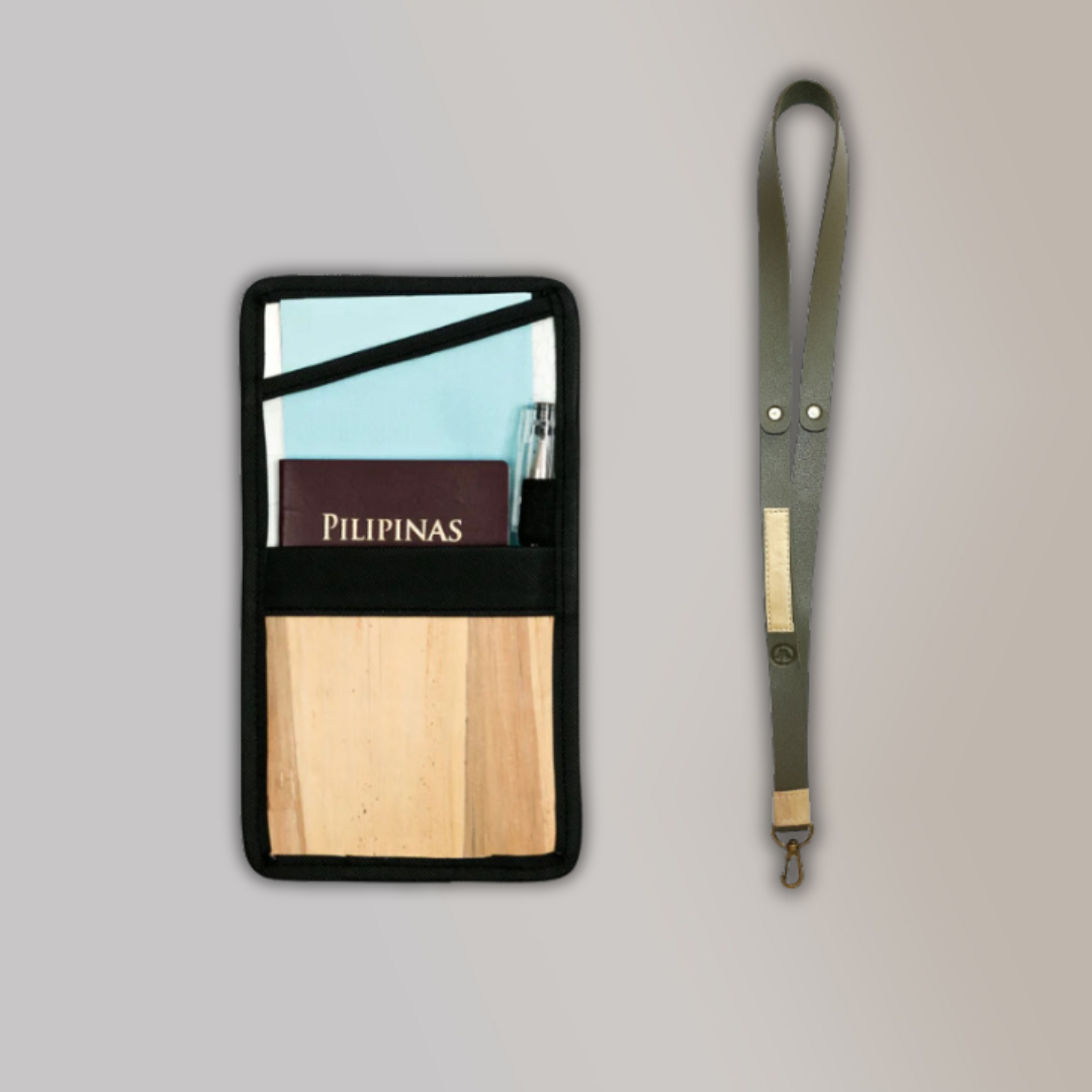 Lakbay Travel Essentials Kit - Black Colored Lakbay and Army Green Colored Lanyard