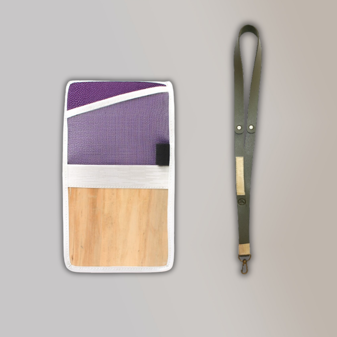 Lakbay Travel Essentials Kit - Silver Violet Colored Lakbay and Army Green Colored Lanyard