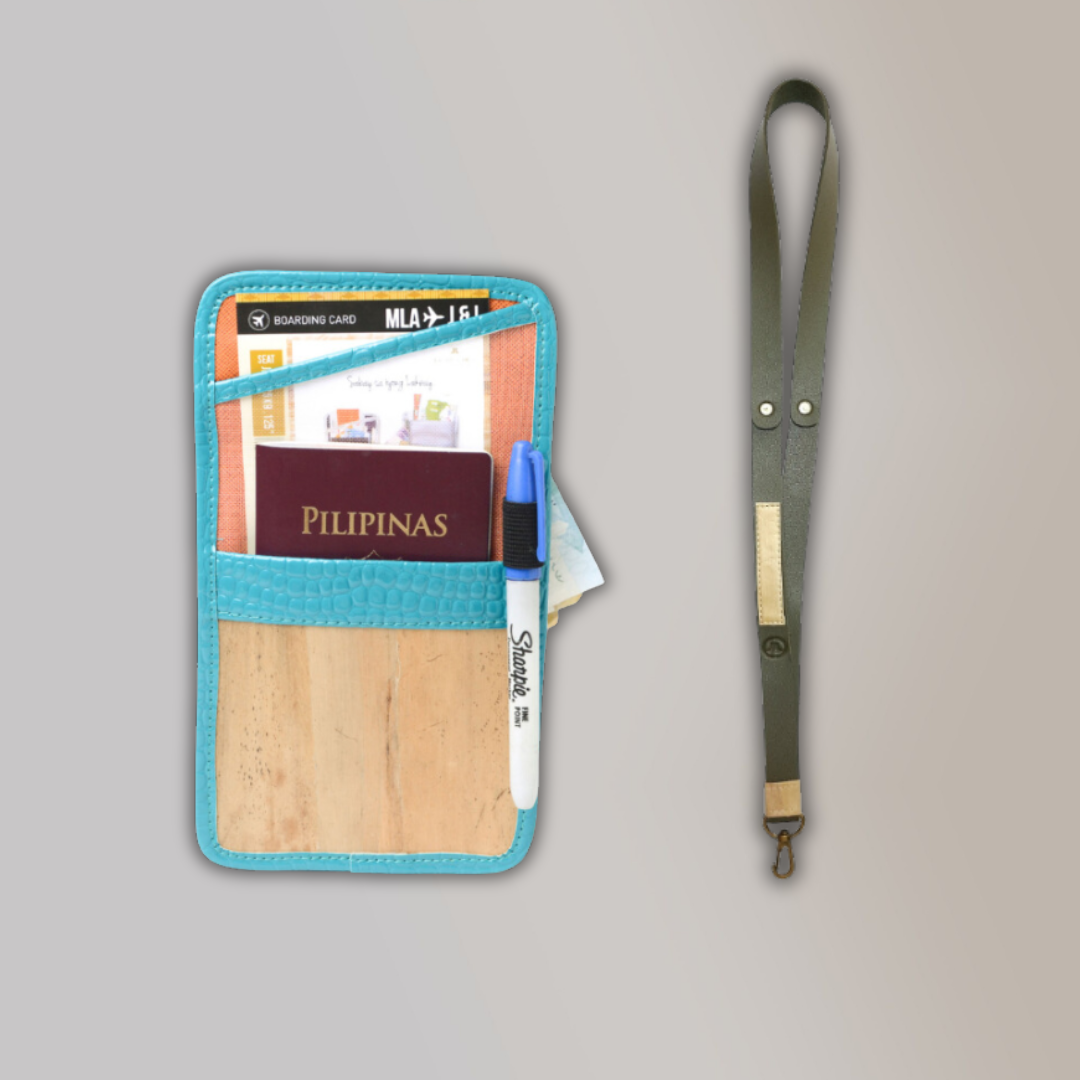 Lakbay Travel Essentials Kit - Turquoise Variation Lakbay and ARmy Green Colored Lanyard
