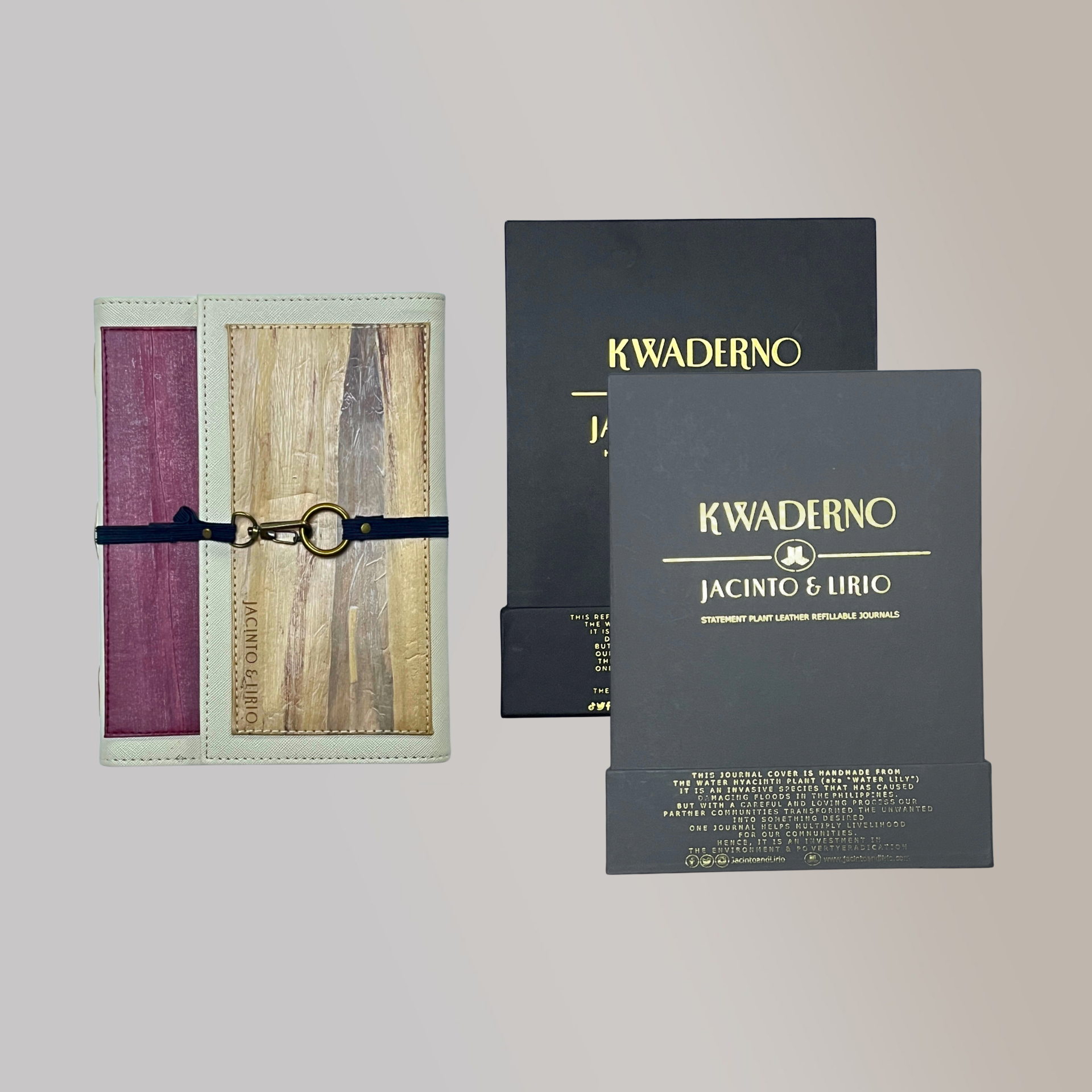 Artisan II Medium Dual Cover Refillable Vegan Leather Journal with Gift Box Packaging Bundle - Jacinto & Lirio