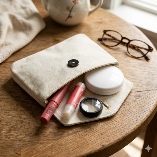 Canvas Pouch with Vegan Leather Flap and Coconut Button