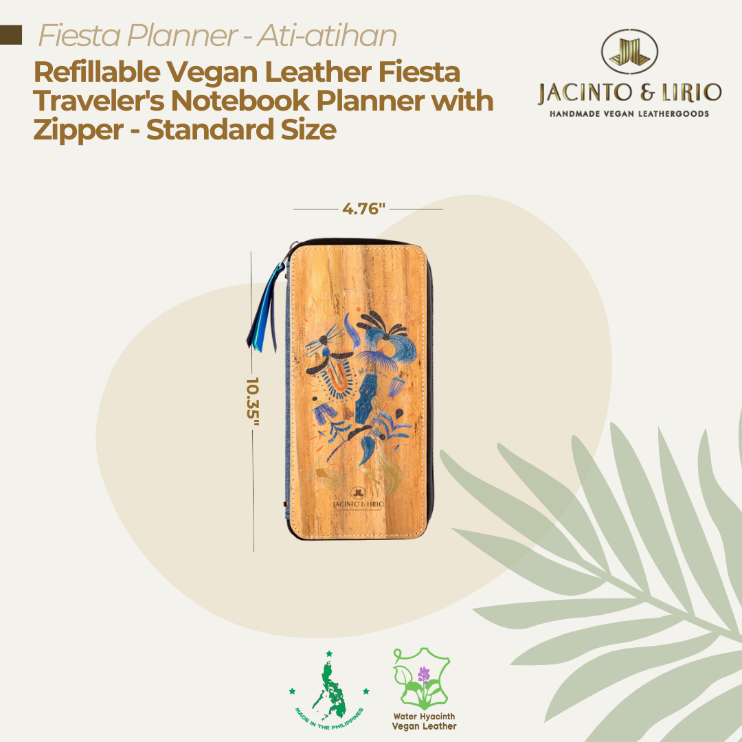 Front view of the traveler's notebook journal sleeve in the Ati-atihan variation.