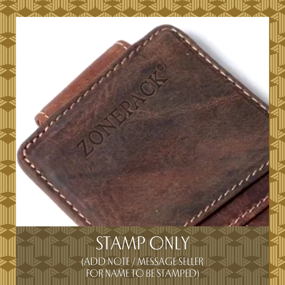 A sample of a stamped product where you can customize it with a name or note.