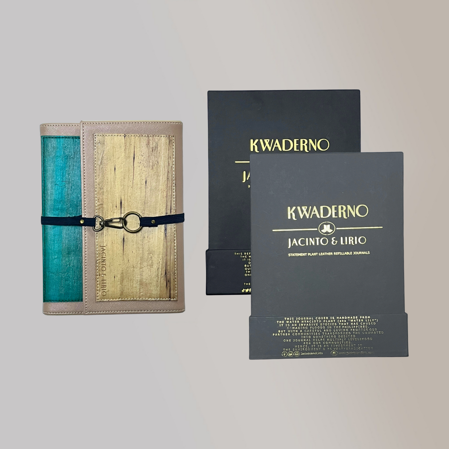 Artisan II Medium Dual Cover Refillable Vegan Leather Journal with Gift Box Packaging Bundle - Jacinto & Lirio