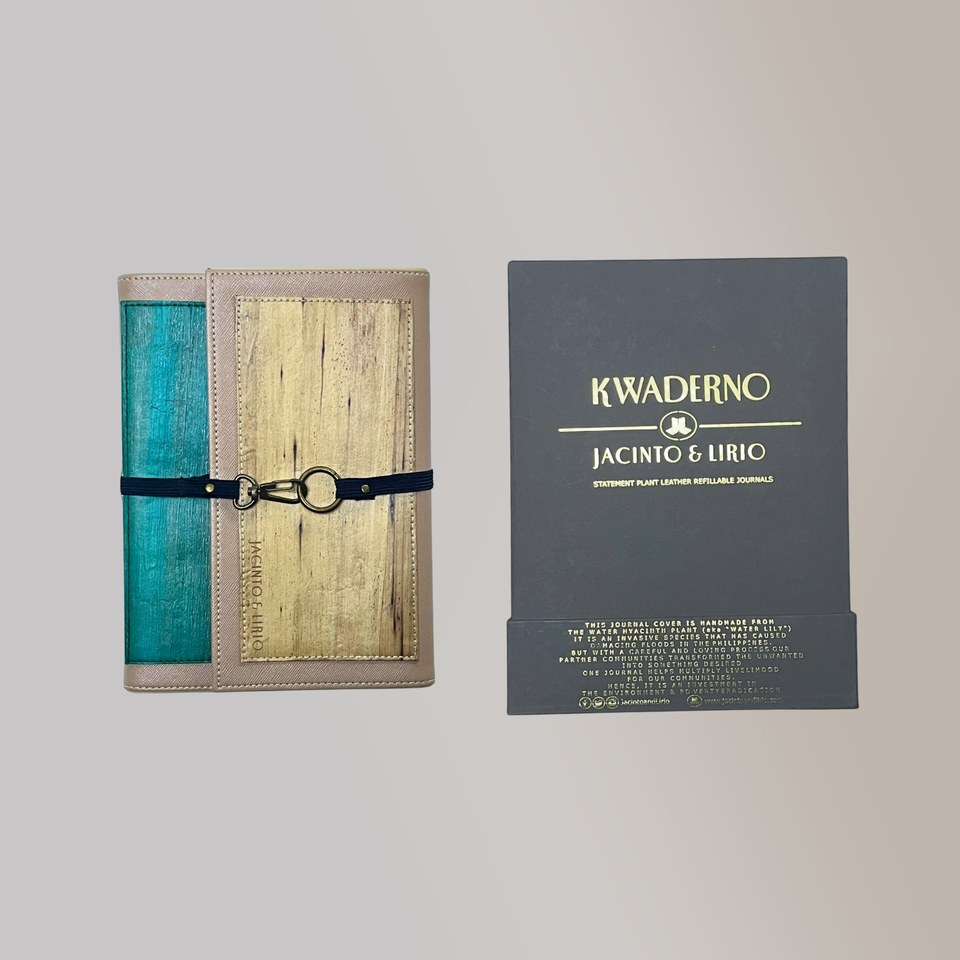 Artisan II Medium Dual Cover Refillable Vegan Leather Journal with Gift Box Packaging Bundle - Jacinto & Lirio