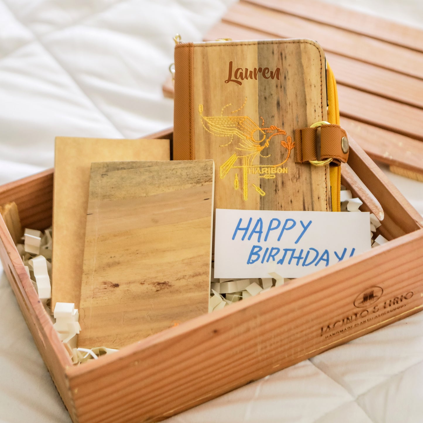 Vegan Leather Adhikain Wooden Crate Gift Box - Jacinto & Lirio