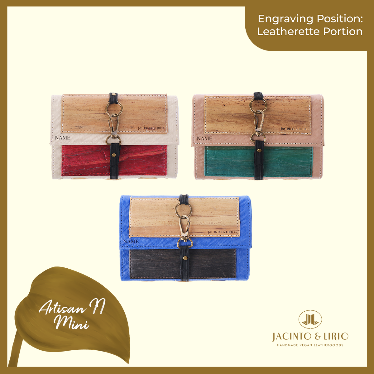 Logo Engraving Personalization on Leatherette Portion - Jacinto & Lirio