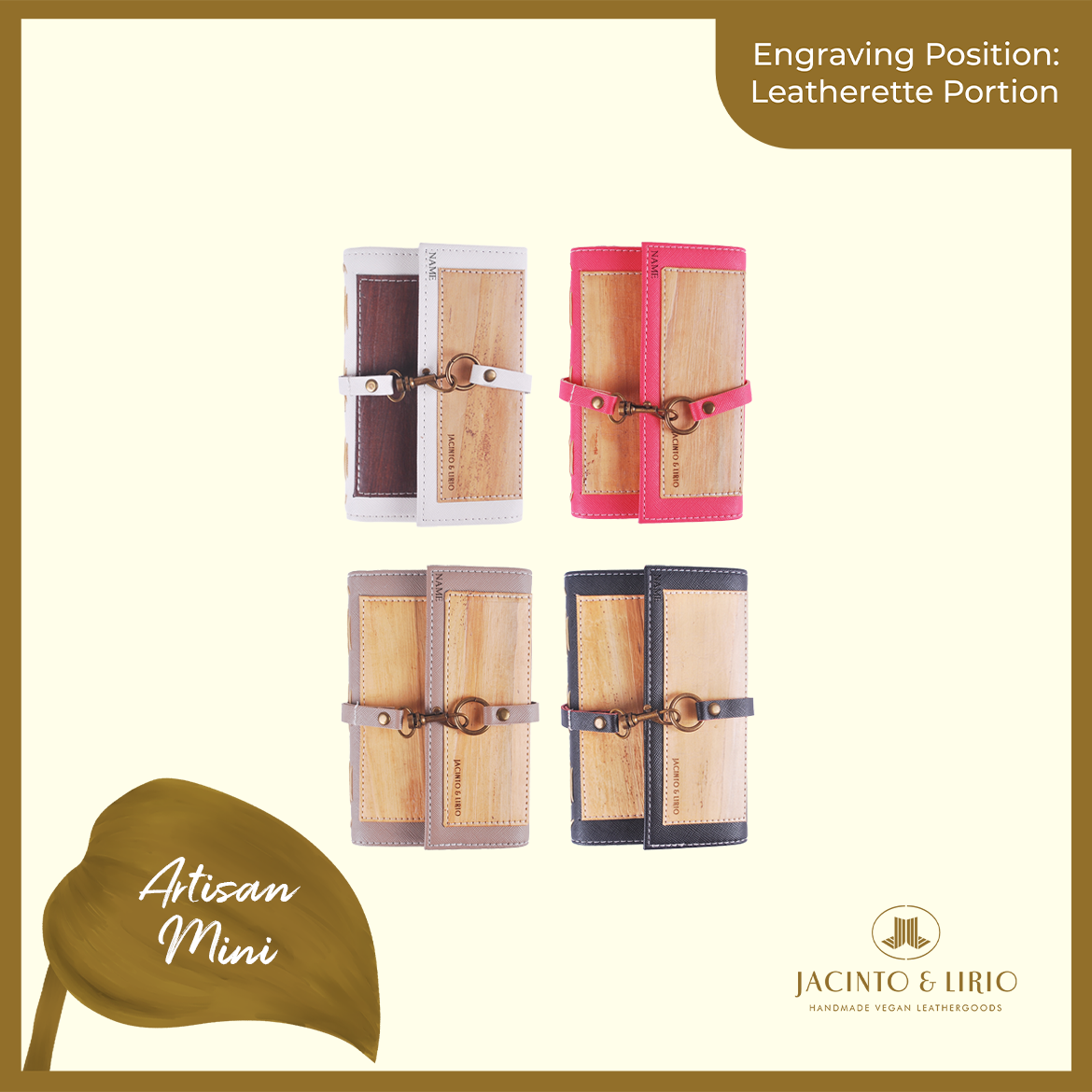 Logo Engraving Personalization on Leatherette Portion - Jacinto & Lirio