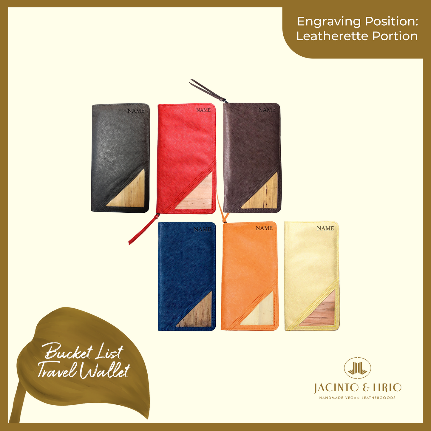 Logo Engraving Personalization on Leatherette Portion - Jacinto & Lirio