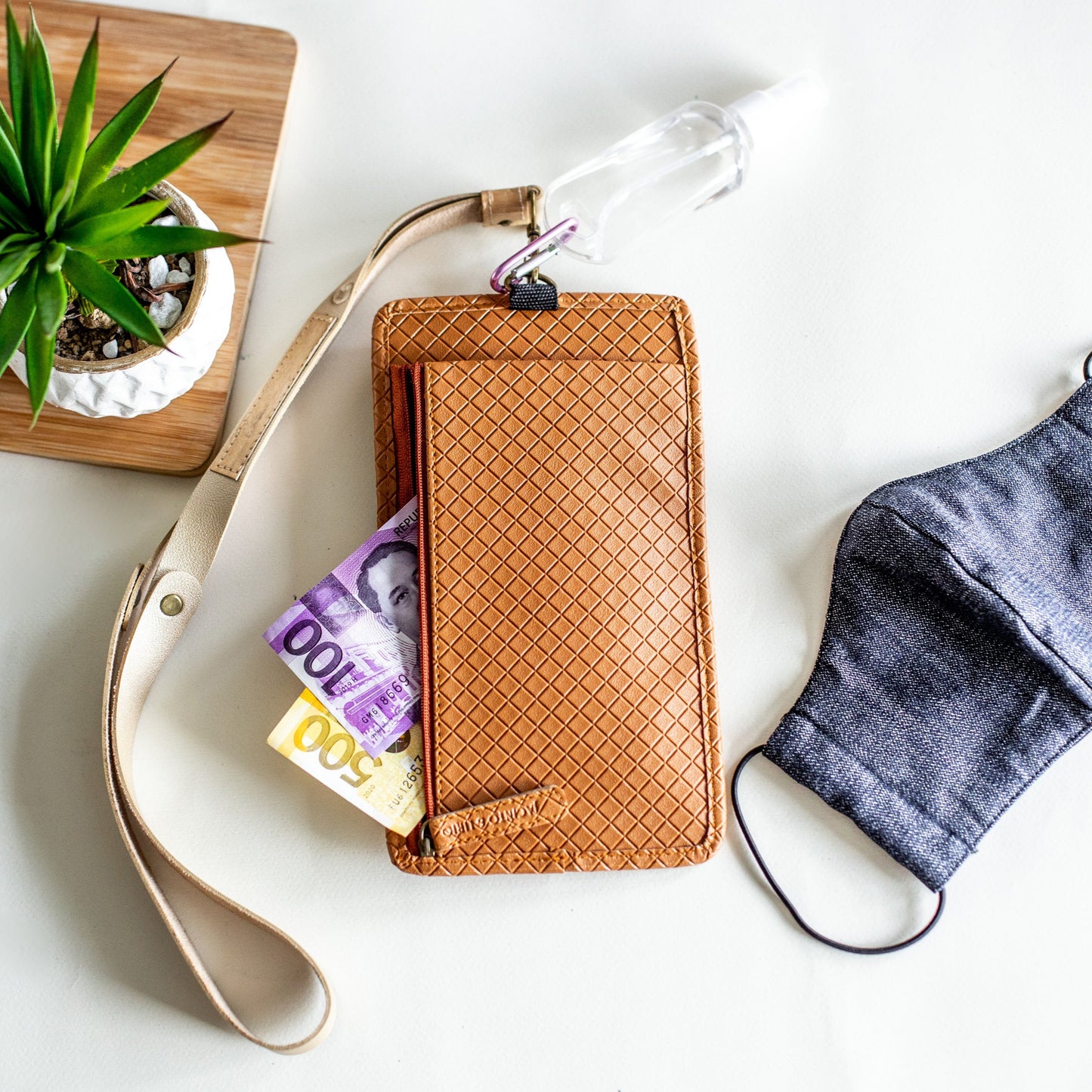 1 pc Lakbay Travel Essentials Kit with 1pc Faux Leather Lanyard with Vegan Leather Accent