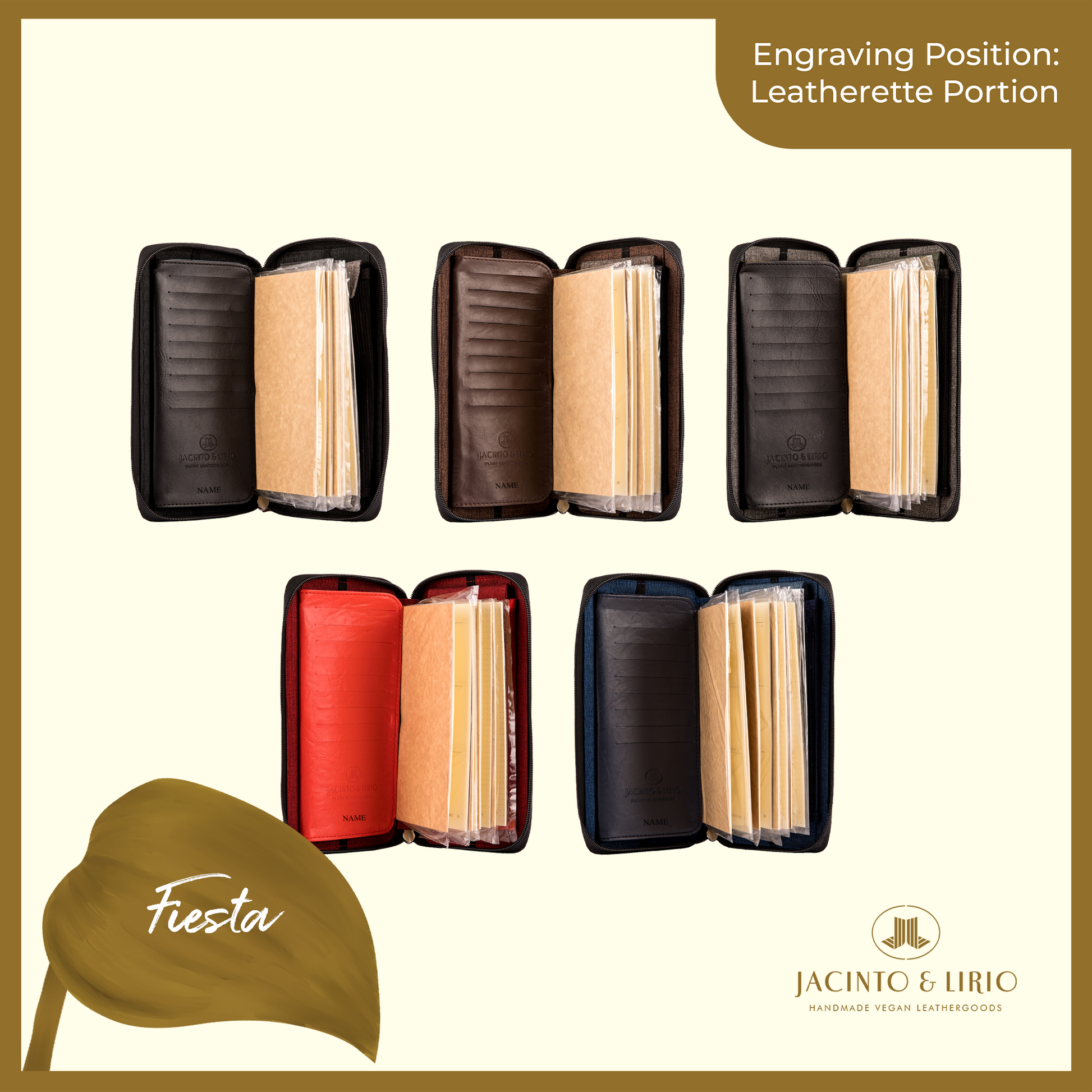 Logo Engraving Personalization on Leatherette Portion - Jacinto & Lirio