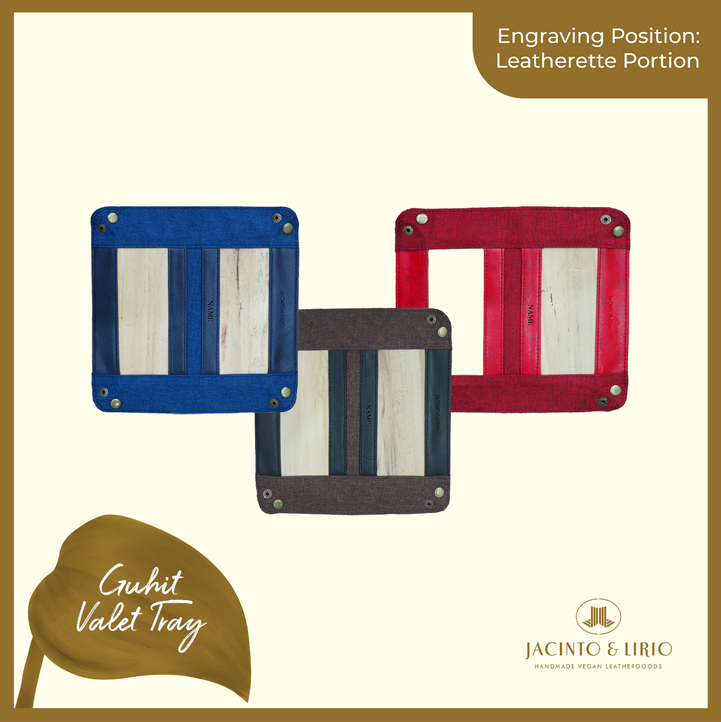 Logo Engraving Personalization on Leatherette Portion - Jacinto & Lirio