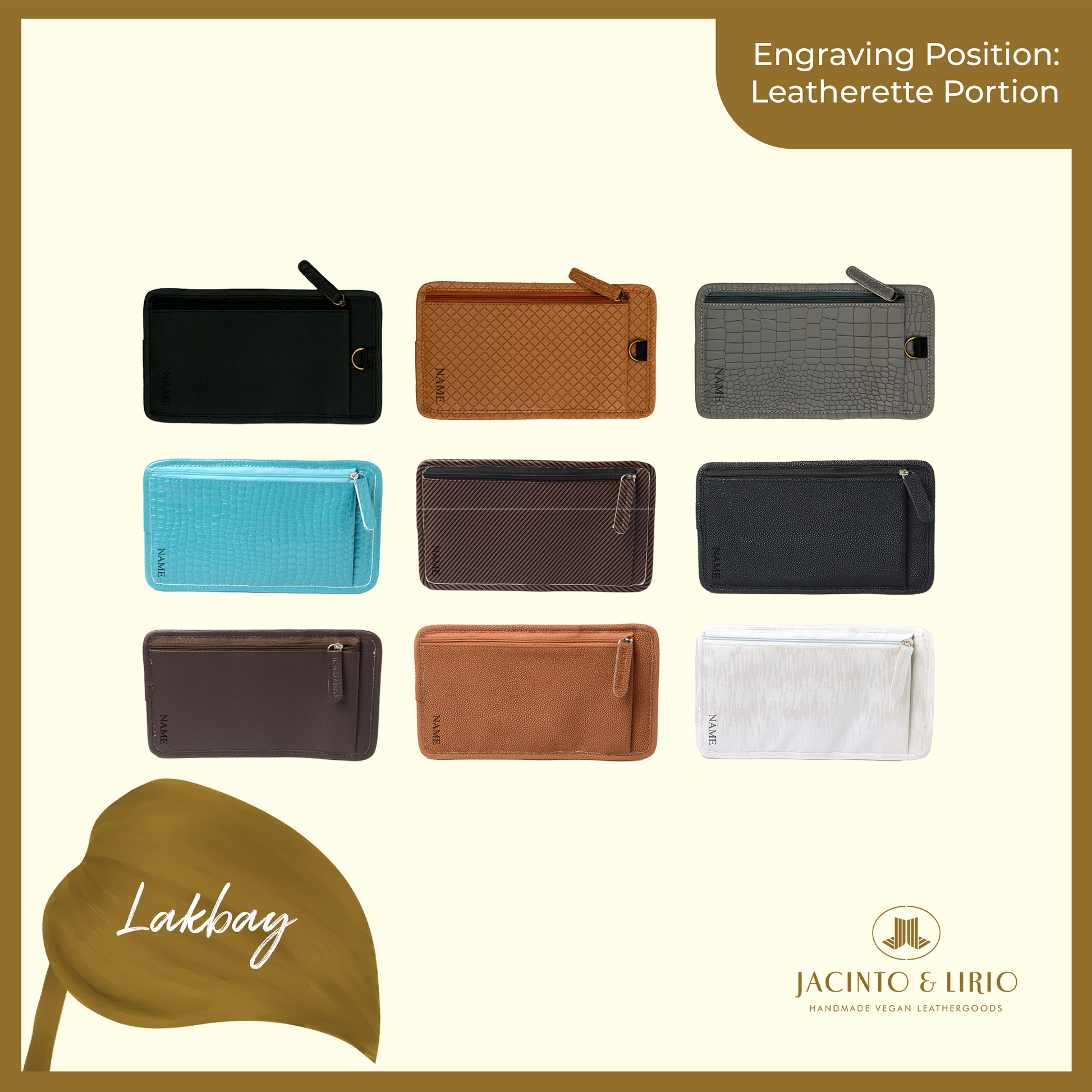 Logo Engraving Personalization on Leatherette Portion - Jacinto & Lirio