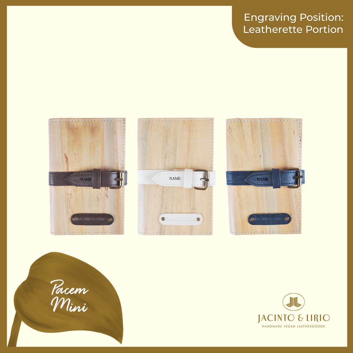 Logo Engraving Personalization on Leatherette Portion - Jacinto & Lirio