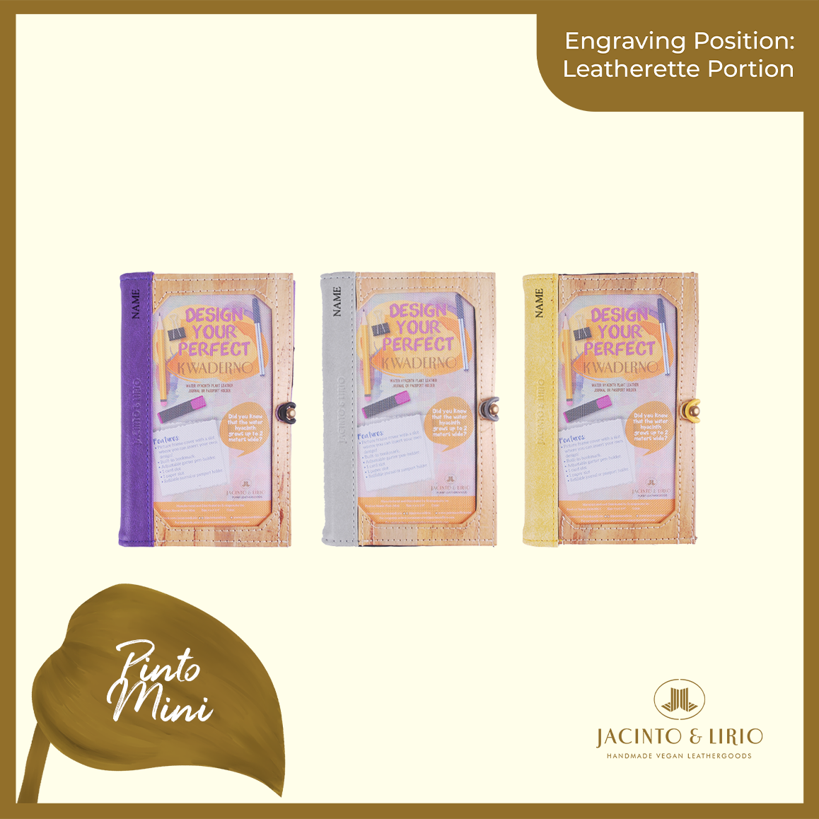 Logo Engraving Personalization on Leatherette Portion - Jacinto & Lirio