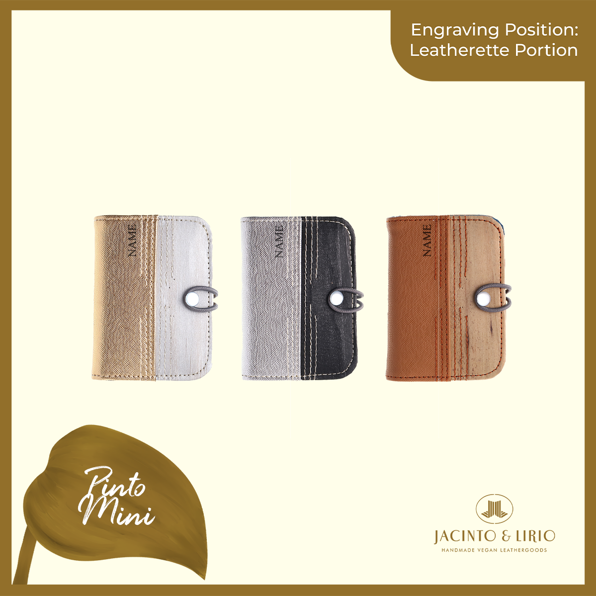 Logo Engraving Personalization on Leatherette Portion - Jacinto & Lirio