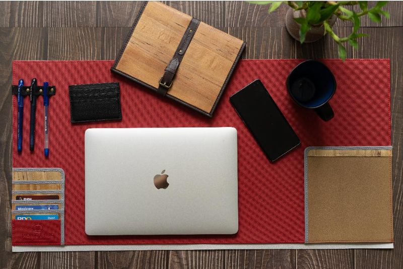 Jacinto & Lirio - WFH Desk Mat or Gaming Pad with Pockets and Card Holders