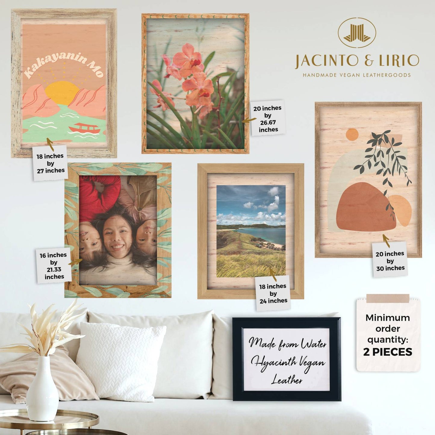 Litrato Water Hyacinth Canvas Wall Art with Wood Built Up and Printed Wooden Picture Frame (Extra Large) - Jacinto & Lirio