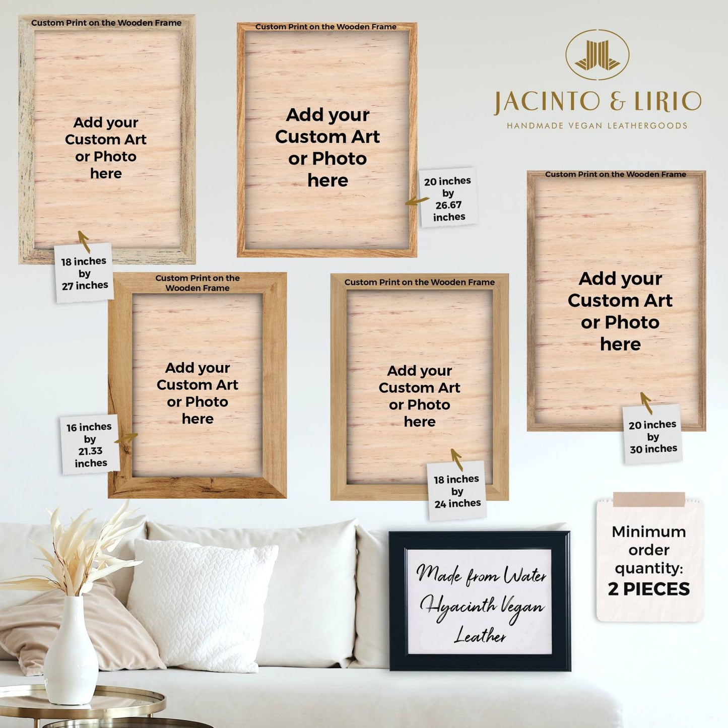 Litrato Water Hyacinth Canvas Wall Art with Wood Built Up and Printed Wooden Picture Frame (Extra Large) - Jacinto & Lirio