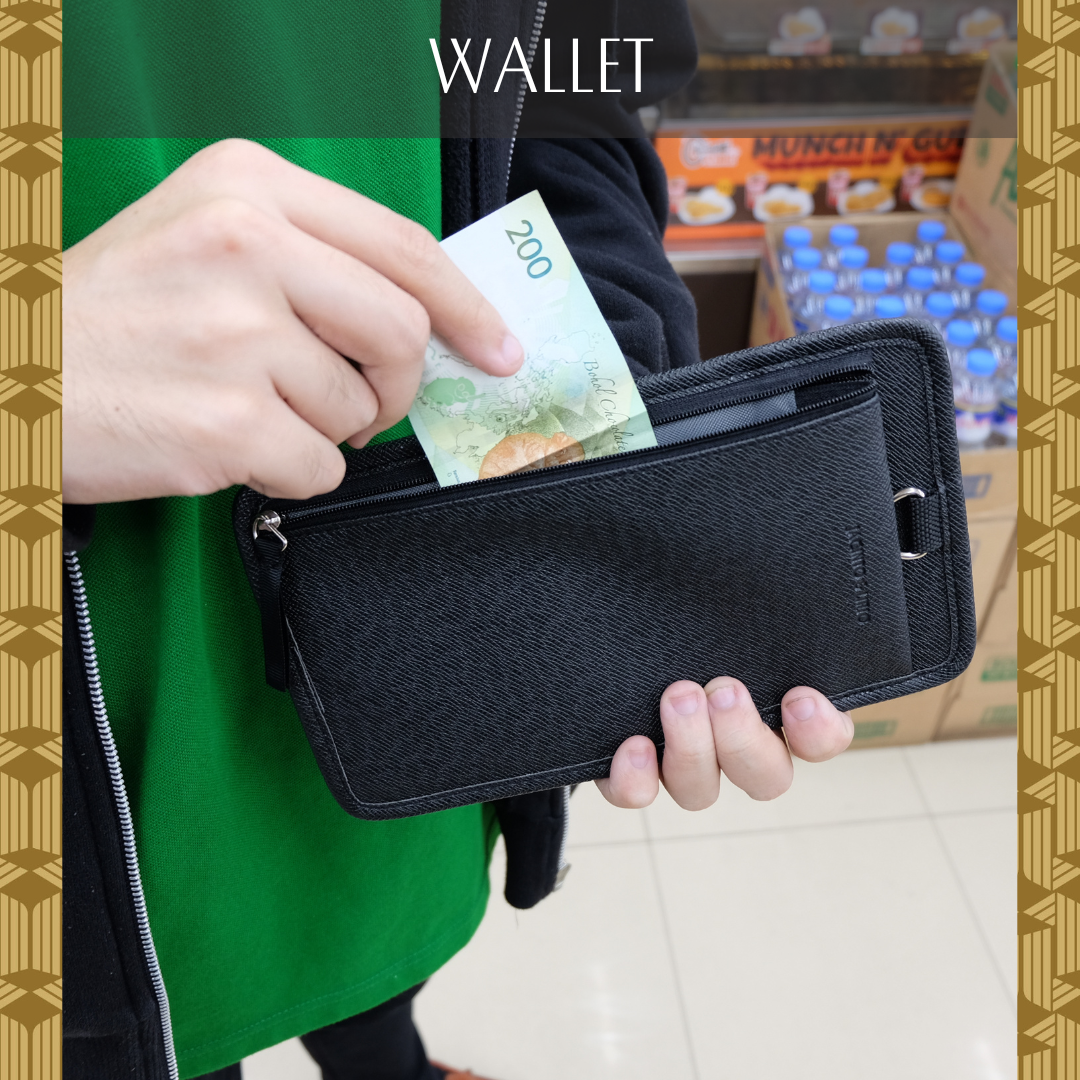 Lakbay wallet pouch has a back pocket that stores bills, your cellphone, and other essentials to ensure worry-free travel.
