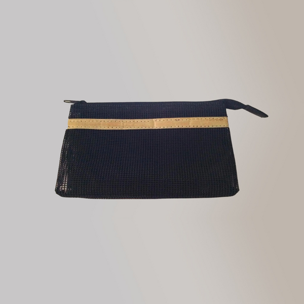 Zipped Dual Case Rubber Net Pouch with Vegan Leather Accent (CCBAG03) - Jacinto & Lirio