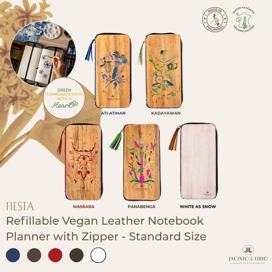 Refillable Vegan Leather Fiesta Traveler's Notebook Planner with Zipper - Standard Size