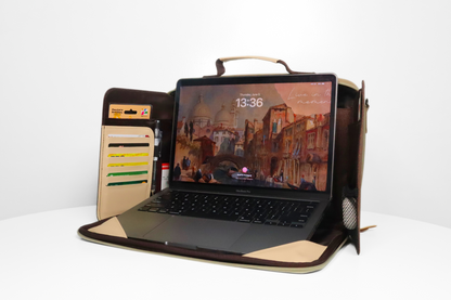 Hiraya Multifunctional and Eco-Friendly 13”/ 15” Workstation Laptop Bag with Privacy Panel, Built-In Laptop Stand, Zippered Closure & Travel Strap