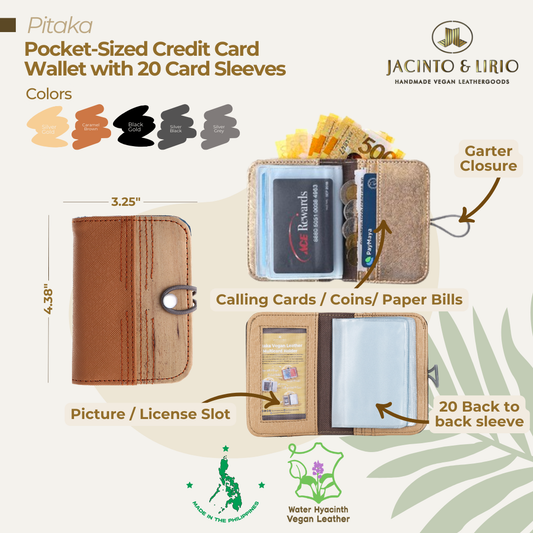 A two tones brown credit card wallet that can fit 20 cards.