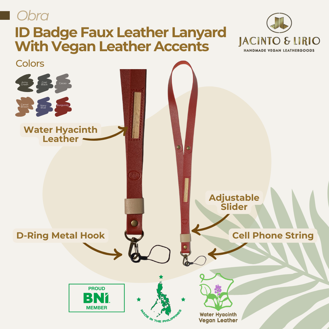 7pcs Obra ID Badge Leather Lanyard with Vegan Leather Accents and Anti-Lost Phone Strap Bundle - Jacinto & Lirio