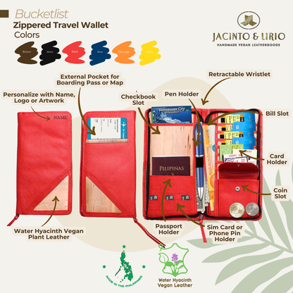 Personalized Bucket List Zippered Checkbook Wallet Essentials Purse Bundle