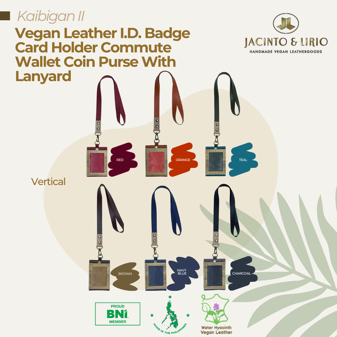 Kaibigan II Vegan Leather ID Badge Card Holder Commute Wallet Coin Purse with Leather Lanyard