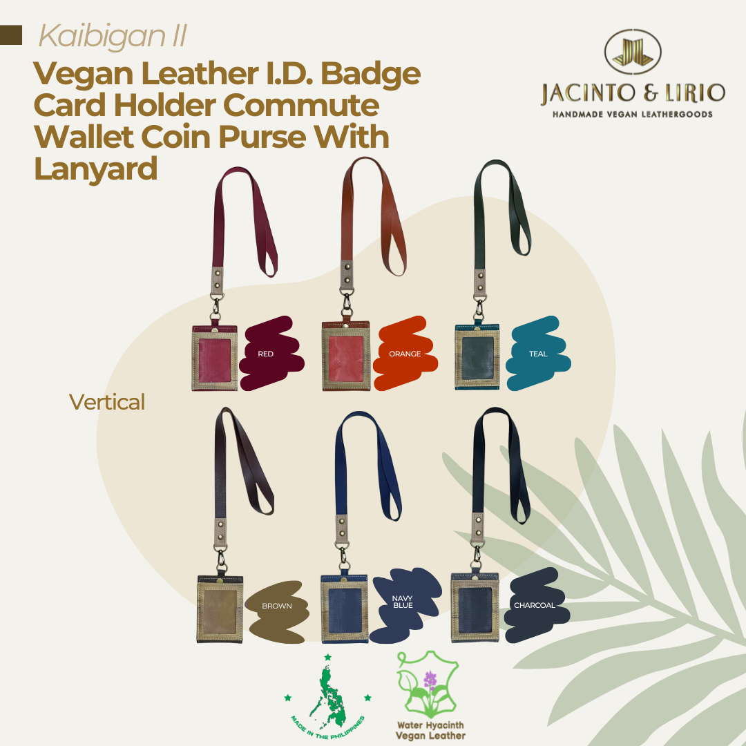 Kaibigan II Vegan Leather ID Badge Card Holder Commute Wallet Coin Purse with Leather Lanyard