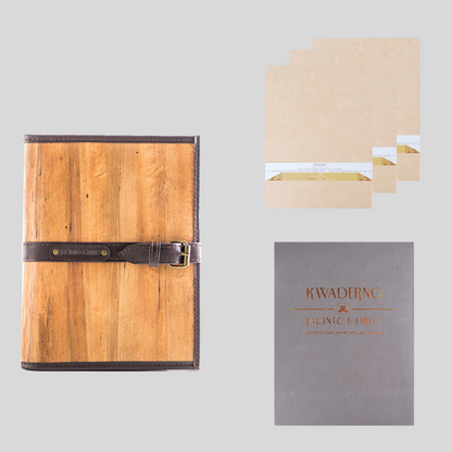 Pacem II Medium Blank Refillable Vegan Leather Journal with Gift Box Packaging + 3 Medium Refills Blank Notebook Journal Inserts - Jacinto & Lirio