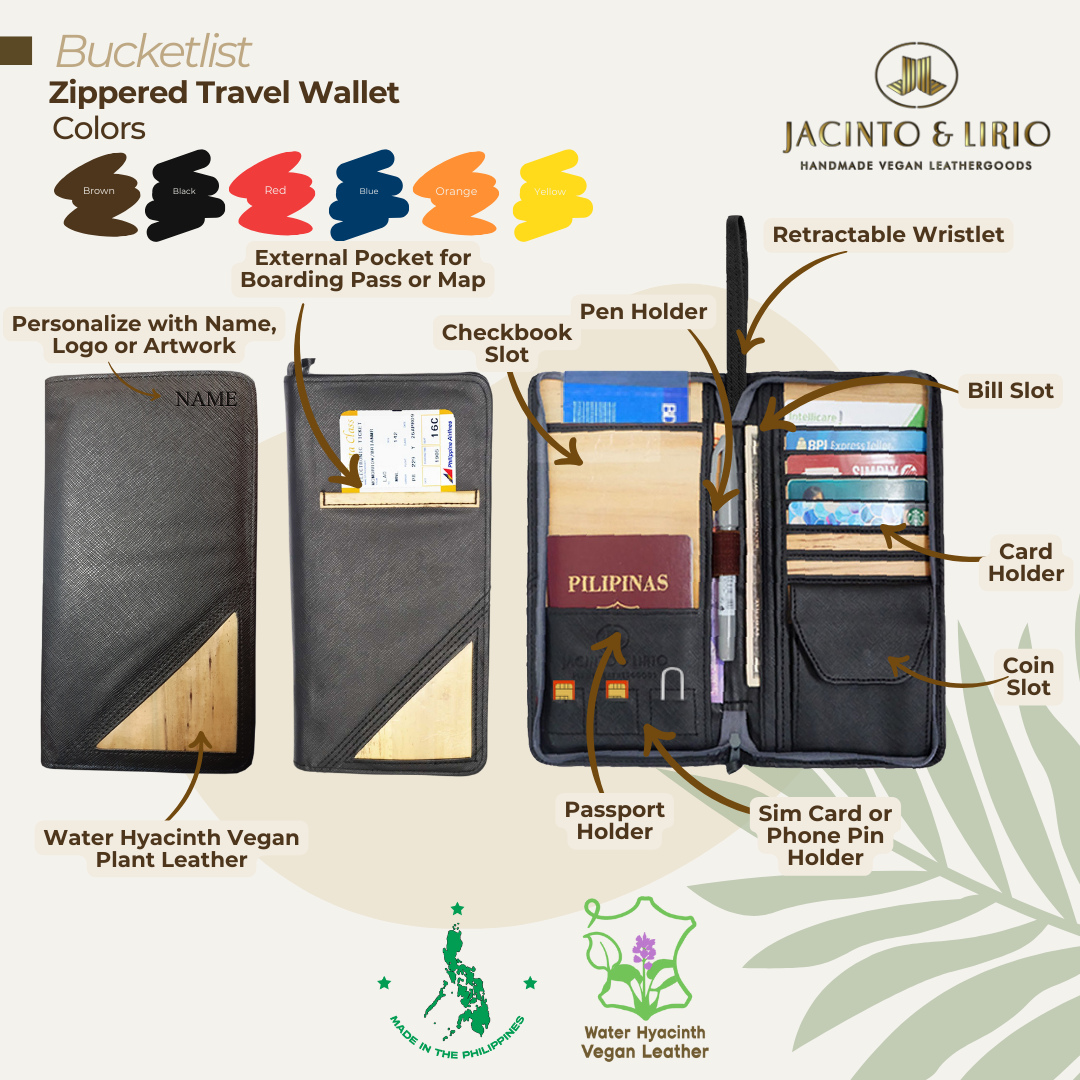Personalized Bucket List Zippered Checkbook Wallet Essentials Purse Bundle